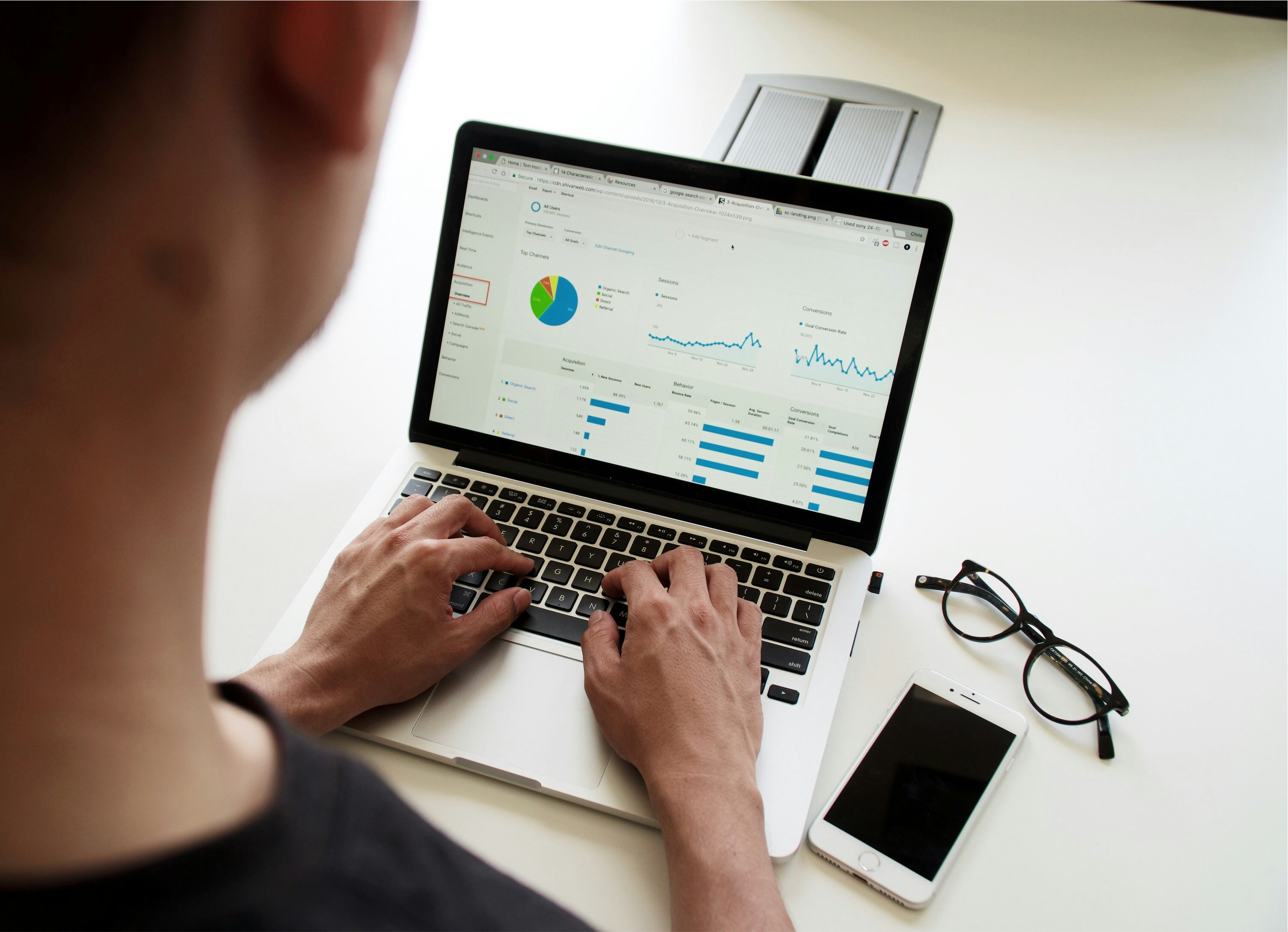 Creating content on a laptop