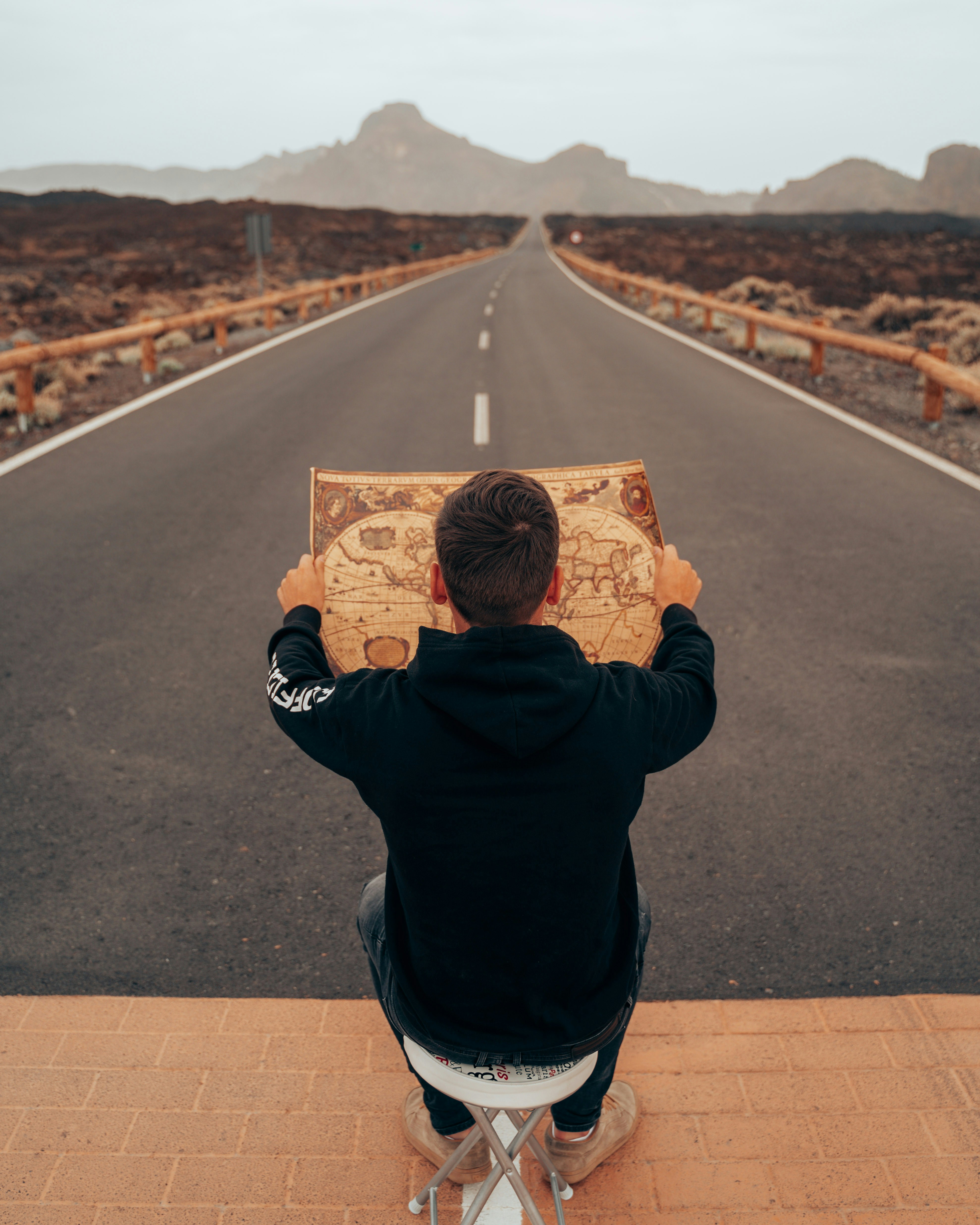 A person at the start of a road